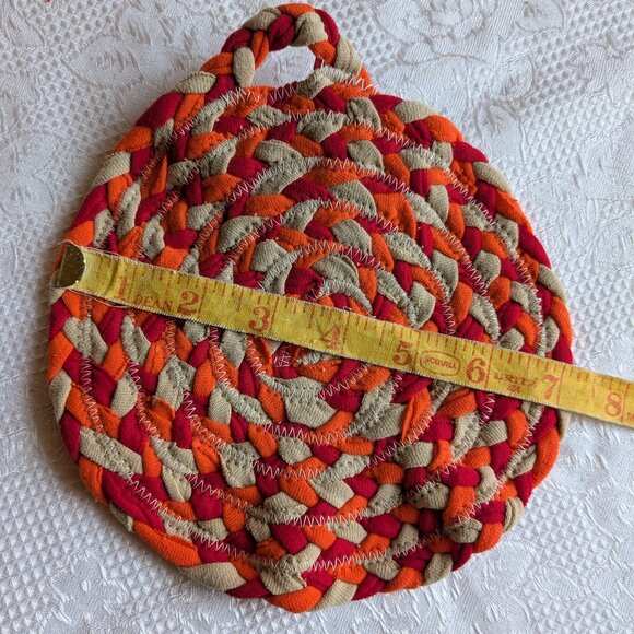 Set of Two Handmade Pot Holders Rag Rug Style - Picture 5 of 5